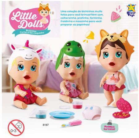 Imagem de Boneca Little Dolls Bichinhos Brinquedo Bebê Come Papinha Faz Caquinha Unicórinio