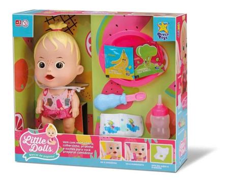 Boneca Little Dolls Brincar de Papinha - Diver Toys Imagem de Boneca Little Dolls Brincar de Papinha