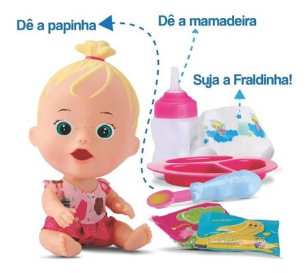 Boneca Little Dolls Brincar de Papinha - Diver Toys Imagem de Boneca Little Dolls Brincar de Papinha