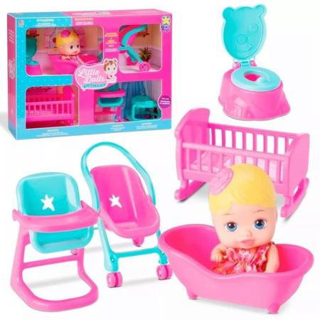 Imagem de Boneca Little Dolls Casinha + 6 Acessórios - Divertoys