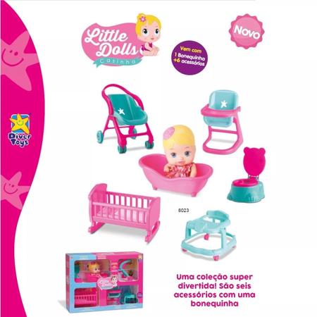 Imagem de Boneca Little Dolls Casinha + 6 Acessórios - Divertoys