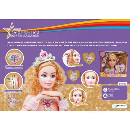 Boneca Make Up Star Loira Camarim P/ Pentear Maquiar Br1503