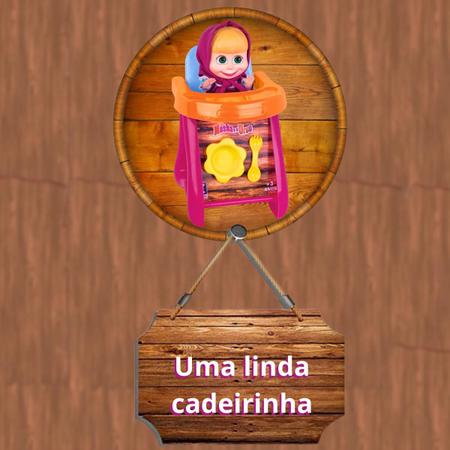 Imagem de Boneca Masha 18cm Original Infantil Com Cadeirão Papinha E Acessórios Feita Em Vinil Brinquedos Cotiplás