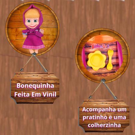 Imagem de Boneca Masha 18cm Original Infantil Com Cadeirão Papinha E Acessórios Feita Em Vinil Brinquedos Cotiplás