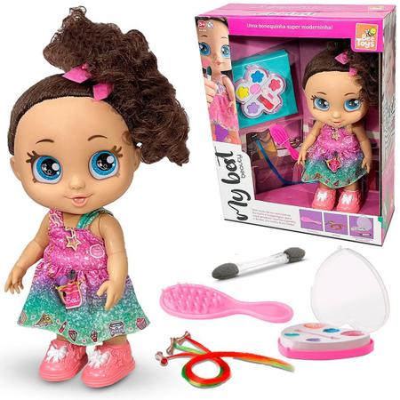 Boneca conjunto de maquiagem de cabelo cosmético boneca com