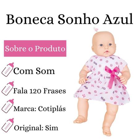 Boneca Sonho Azul Com Cabelo 120 Frases Cotiplás - Cotiplas - Bonecas -  Magazine Luiza