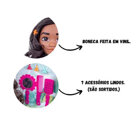 Boneca Busto Da Moana C/ Acessórios Disney Infantil Penteado - Dupari