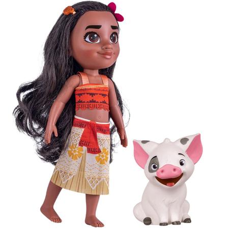 Boneca Moana C/ Porquinho Pua 33 Cm De Vinil Articulada