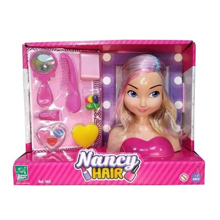 Boneca Busto Brinquedo Menina Maquiagem Penteados Nancy Hair