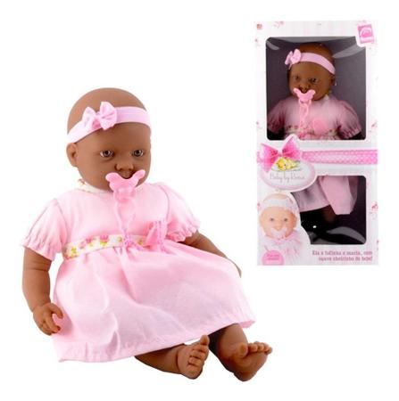 Imagem de Boneca Negra Baby By Roma C/ Chupeta Bebezinho - Brinquedo Meninas - Roma