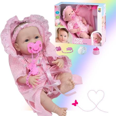 Boneca New Born Faz Xixi Bebê Reborn Com Acessórios Divertoys