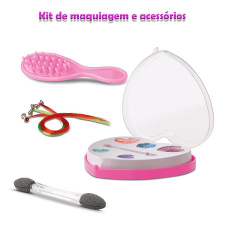 Boneca conjunto de maquiagem de cabelo cosmético boneca com