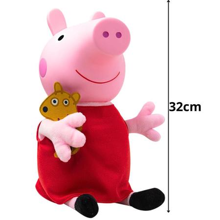 Imagem de Boneca Peppa Pig Original Infantil Pelúcia E Vinil Com Teddy Em Tecido Crianças Brinquedos Novabrink