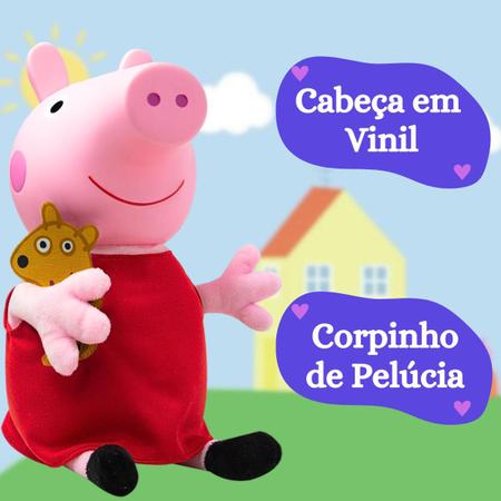 Imagem de Boneca Peppa Pig Original Infantil Pelúcia E Vinil Com Teddy Em Tecido Crianças Brinquedos Novabrink
