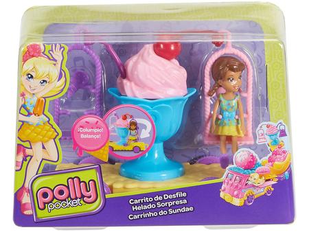 Mini Boneca - Polly Pocket - Polly com Carro de Carnaval - Carro de Sorvete  - Mattel - Ri Happy