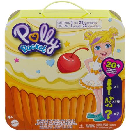 Polly Pocket Conjunto de Brinquedo Mundo de surpresa Bolo de Aniversário