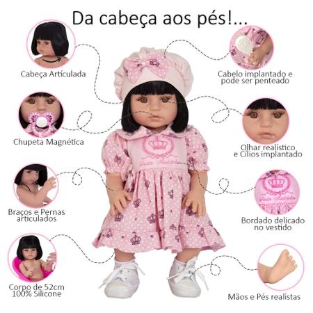 Boneca Tipo Reborn Realista 100% Silicone Princesa 52cm - Cegonha Reborn  Dolls - Bonecas - Magazine Luiza