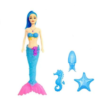 Imagem de Boneca Princesa Sereia Barbie Cauda Ascende Luz Acessorios