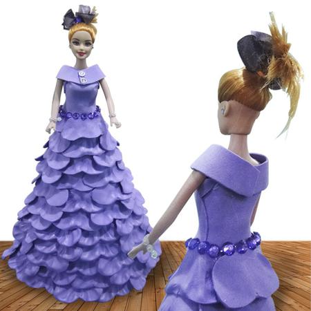 Kit DIY para Artesanato de Vestido de Princesa, Habilidade Motora Fina,  Pintura 3D, Brinquedos para Vestir Princesa (Roxo)