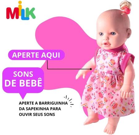Imagem de Boneca que fala primeiros sons Sapekinha mais Carrinho de passeio Confort Baby 2 em 1 Kit