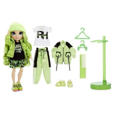 Boneca Fantastic Fashion verde com conjunto de jogos e acessórios