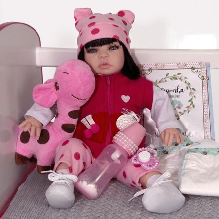 Boneca Reborn Real Cabelo Roupa Rosa Silicone Completa - Cegonha Reborn  Dolls - Boneca Reborn - Magazine Luiza