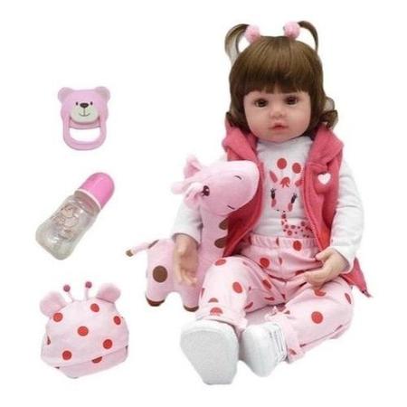 Boneca Bebê Reborn Menina Rosa 48cm Original 100% Silicone