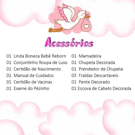 Boneca Reborn Real Cabelo Roupa Rosa Silicone Completa - Chic Outlet -  Economize com estilo!
