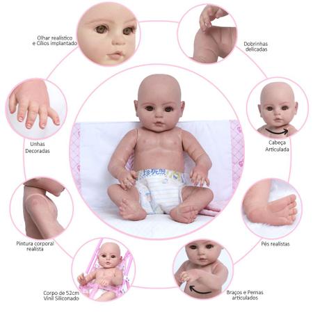 Imagem de Boneca Reborn 100% Silicone Bebê Realista Menina Baby Alive