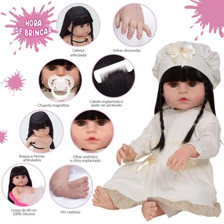 Bebê Boneca Reborn Morena 100% Silicone Pode Banho + Itens - Cegonha Reborn  Dolls - Boneca Reborn - Magazine Luiza