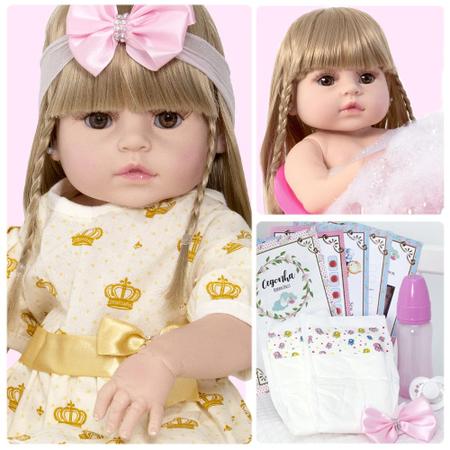 Boneca Bebe Reborn Princesa 100% Silicone Real C/ Acessórios