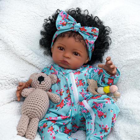 Imagem de Boneca Reborn BABESIDE Lanny Black Girl, 18 polegadas, corpo