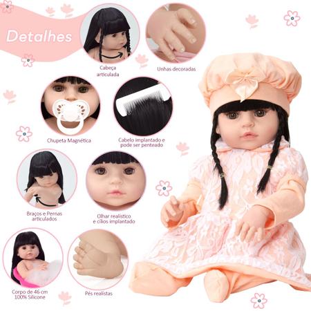 Boneca Reborn Barata Menina 100% Silicone Realista 13 Itens - Cegonha Reborn  Dolls - Boneca Reborn - Magazine Luiza