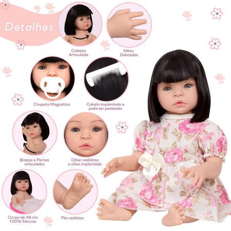 Boneca Reborn Morena Princesa Fofinha Corpinho 100% Vinil no Shoptime