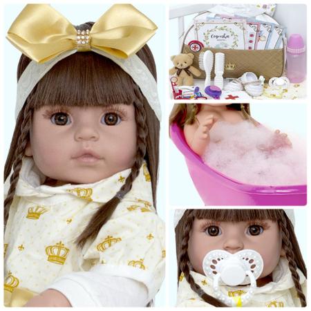 Boneca Bebê Reborn Abigail 48cm Corpo de Silicone em Promoção na