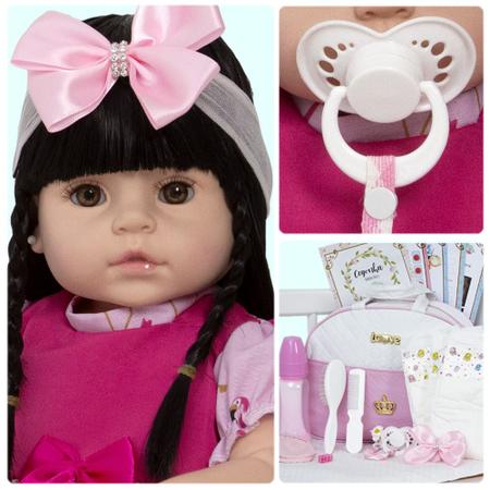 Boneca Reborn Bebê Abigail Linda 100% Silicone 13 Acessórios