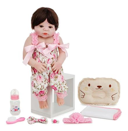 Boneca Reborn Bebê Neném Realista Menina Real 12 Itens 55cm em