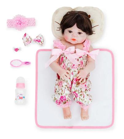 Boneca Reborn Bebê Neném Realista Menina Real 12 Itens 55cm em