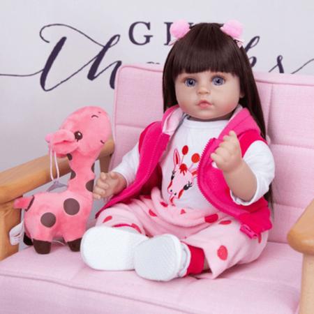 Boneca Reborn Bebê Realista Brinquedo Girafinha Cabelão