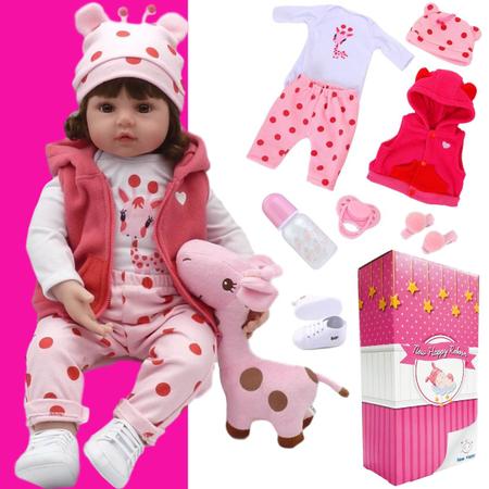 Boneca Reborn Bebe Reborn Menina 100% Silicone New Happy - Boneca