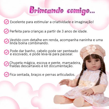 Boneca Reborn Real Cabelo Roupa Rosa Silicone Completa - Cegonha Reborn  Dolls - Boneca Reborn - Magazine Luiza