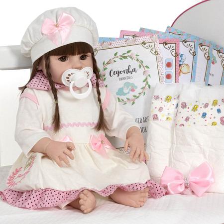 Boneca Reborn Roupa Rosa Menina Silicone + Enxoval Completa - Cegonha Reborn  Dolls - Boneca Reborn - Magazine Luiza