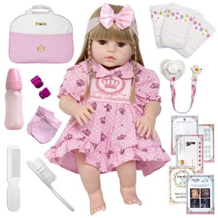 Bebe Reborn Boneca Realista Silicone Menina Enxoval Loira - USA Magazine