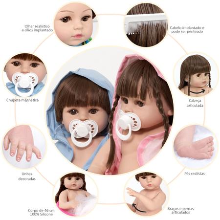 Bebê Reborn Gêmeos Corpo 100% Silicone - New Happy - Bonecas - Magazine  Luiza