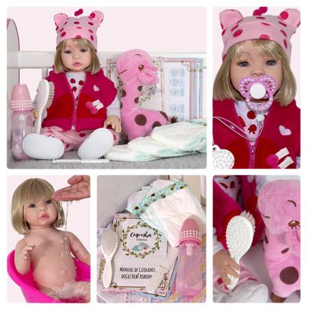 Boneca Bebe Reborn Silicone Girafinha Girafa Loira Menina - Chic