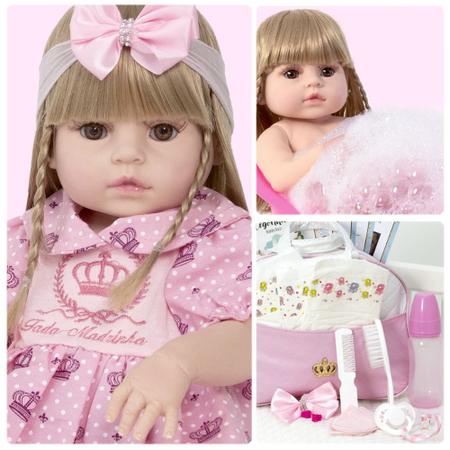 Boneca Reborn Bebê Abigail Linda 100% Silicone 13 Acessórios