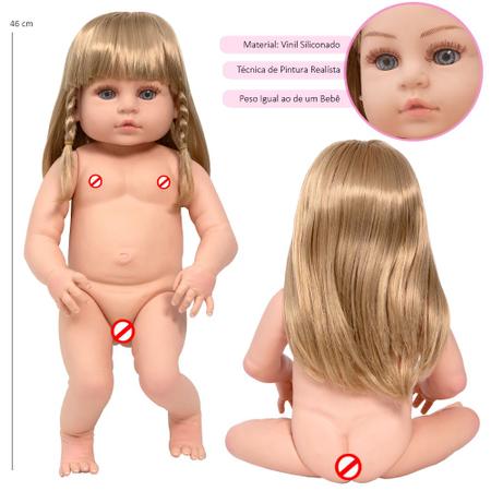 Imagem de Boneca Reborn Loira Barbie Gatinha Corpo de Vinil Infantil