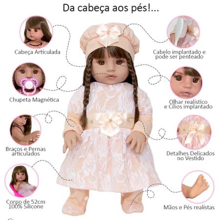 Imagem de Boneca Reborn Menina Roupa Salmão Fada Madrinha Enxoval Luxo