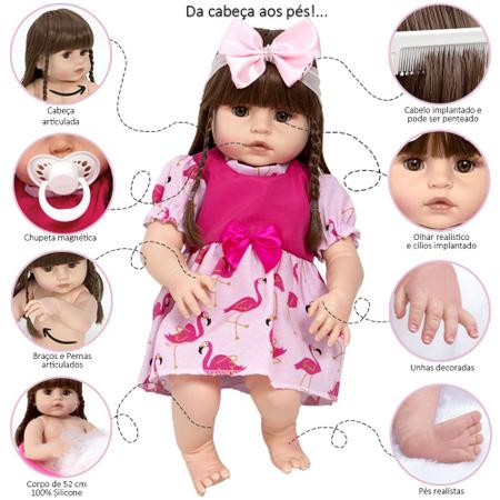 Bebê Reborn Infantil Realista Menina 100% de Silicone 52cm - Cegonha Reborn  Dolls - Boneca Reborn - Magazine Luiza