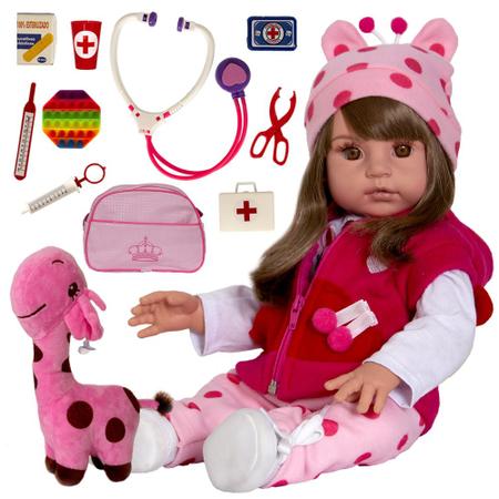 Boneca Reborn Real Cabelo Roupa Rosa Silicone Completa - Cegonha Reborn  Dolls - Bonecas - Magazine Luiza